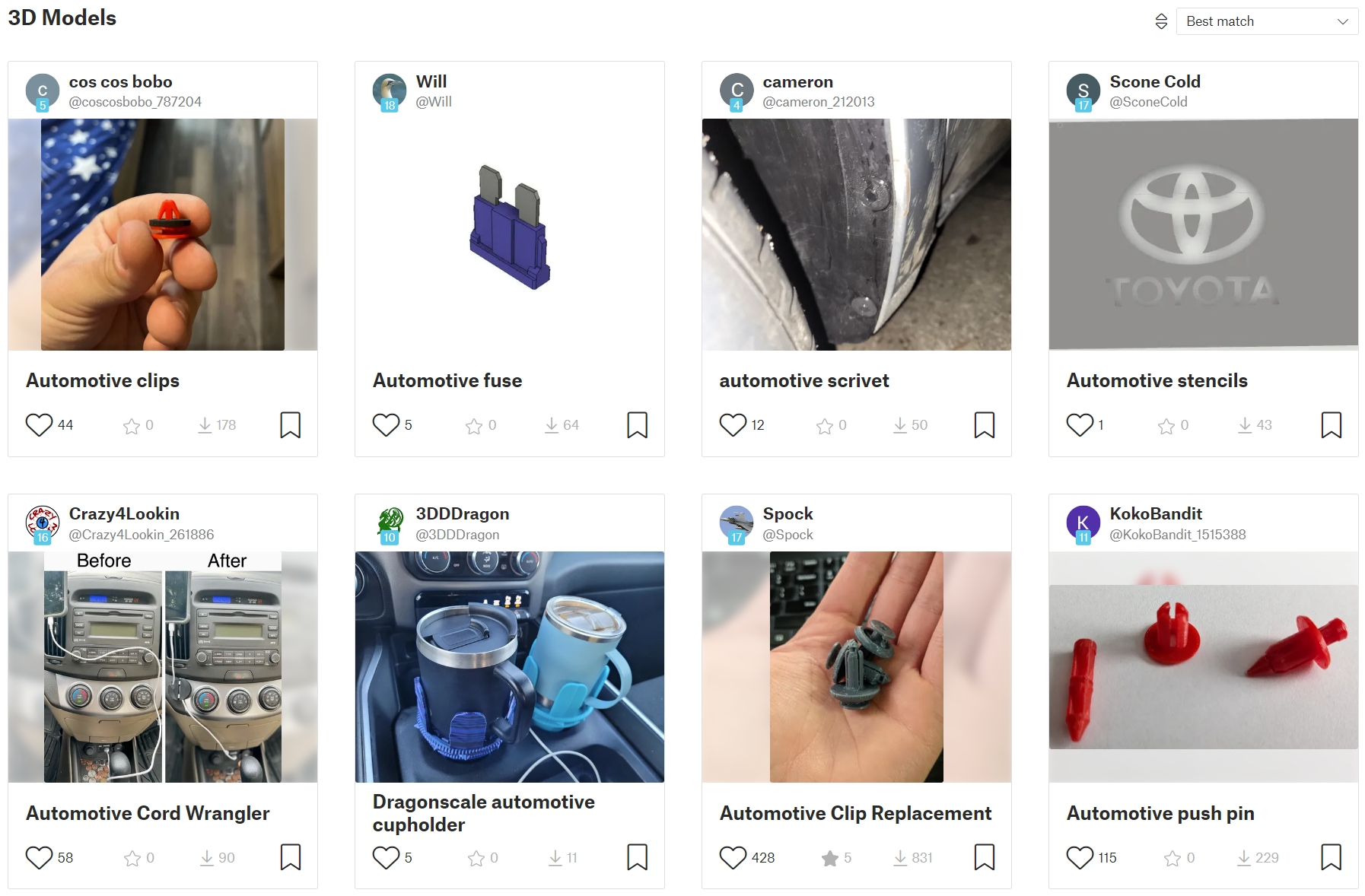 Printables 3D Printer Car Parts STL Files