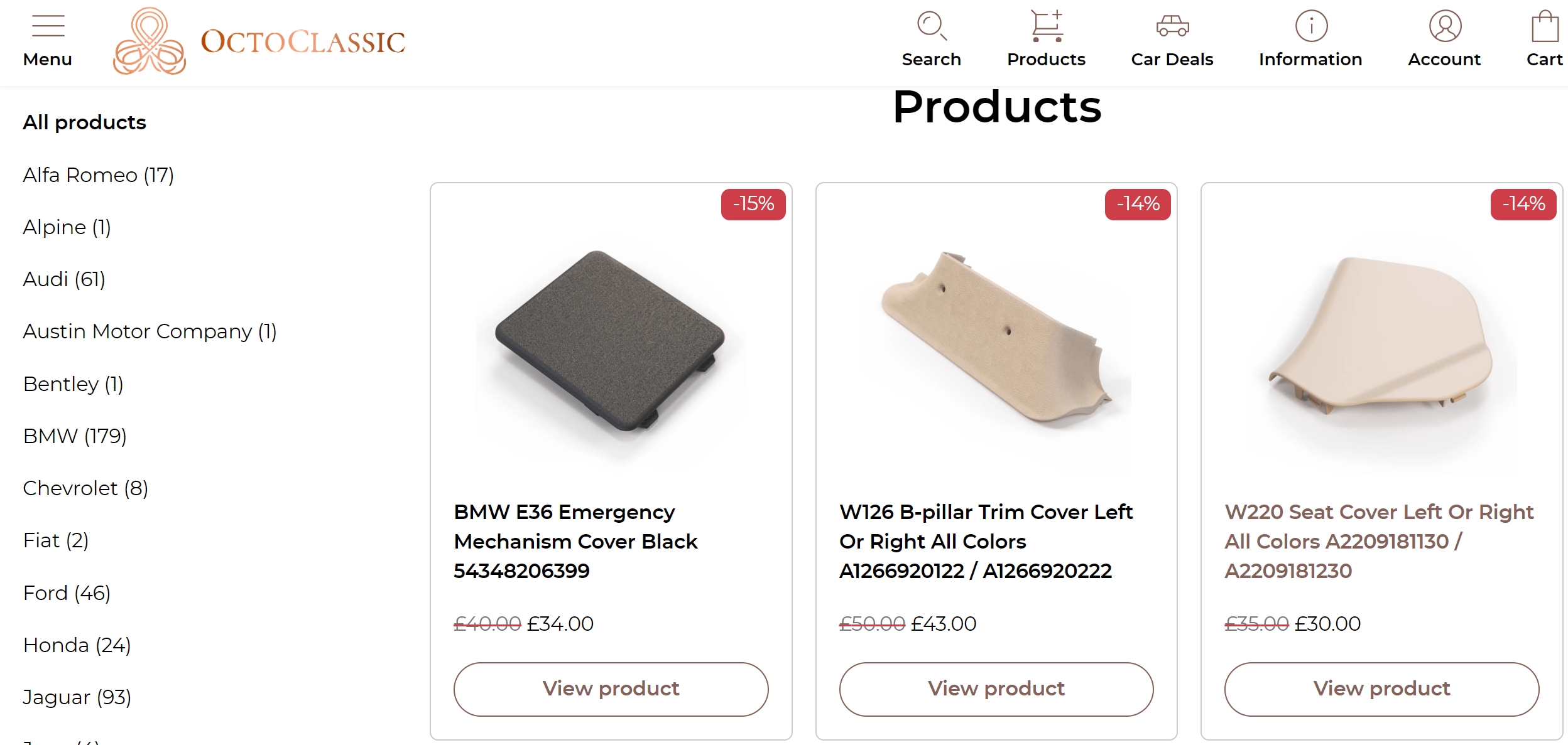 OctoClassic 3D Printed Car Parts